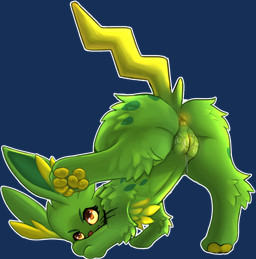 bodily_fluids butt female feral fur genital_fluids genitals green_body green_fur presenting presenting_vulva raised_tail rear_view solo tail toony vaginal_fluids vulva yellow_eyes redship_games_(artist) sodaduv hare lagomorph leporid mammal alpha_channel hi_res