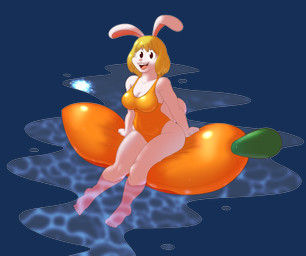 anthro big_breasts blonde_hair breasts clothed clothing dripping female fur hair inflatable looking_at_viewer one-piece_swimsuit open_mouth orange_clothing orange_swimwear outside pool_float seaside simple_background smile solo swimwear water wet white_body white_fur strobe-totem_(artist) one_piece carrot_(one_piece) lagomorph leporid mammal minkmen_(one_piece) rabbit absurd_res alpha_channel digital_media_(artwork) hi_res