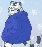 anthro belly biped black_nose butt clothing fur kemono male overweight overweight_male solo sweater topwear white_body white_fur goyemon_k animal_crossing nintendo rolf_(animal_crossing) felid mammal pantherine tiger 2021