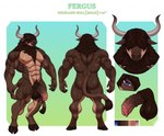 abs animal_genitalia animal_penis anthro balls biceps big_penis blue_eyes bovid_horn bovine_horn bovine_tail brown_body brown_fur brown_hair chest_tuft equine_genitalia equine_penis flaccid fur genitals hair hair_over_eyes hooves horn male multicolored_body multicolored_fur muscular muscular_anthro muscular_male pecs penis solo tail thick_thighs tuft two_tone_body two_tone_fur vein veiny_penis besky_(artist) bovid bovine cattle highland_cattle mammal model_sheet