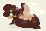 ambiguous_gender anthro big_butt blush bodily_fluids butt feet femboy fur green_eyes hair hindpaw looking_at_viewer looking_back lying pawpads paws simple_background smile solo sweat thick_thighs toes tongue tongue_out wide_hips backsash puff_(softestpuffss) mammal mustelid otter 2017 digital_media_(artwork) hi_res