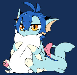 3_toes amber_eyes blue_body blue_hair bow_ribbon dorsal_fin feet female feral fin grumpy hair hug hugging_object hugging_pillow pawpads paws pillow simple_background sitting solo tail thick_tail toes transparent_background unknown_artist nintendo pokemon ruka_vaporeon eeveelution generation_1_pokemon pokemon_(species) vaporeon alpha_channel