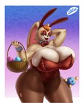 anthro big_breasts biped breasts duo eyelashes fake_ears fake_rabbit_ears female fingers hair holding_object holidays huge_breasts ironic_fake_ears long_ears looking_at_viewer mature_female thick_thighs vein veiny_breasts blu_rent easter sega sonic_adventure sonic_the_hedgehog_(series) vanilla_the_rabbit chao_(sonic) lagomorph leporid mammal rabbit 2024 absurd_res digital_media_(artwork) hi_res