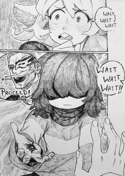 anthro clothed clothing command digit_ring eyepiece facial_hair female finger_ring fur hair jewelry male mind_control mustache ring shocked snowgrave spiked_ring teeth text thorn_ring thorns starbind_s deltarune kagurabachi undertale_(series) kris_dreemurr kyora_sazanami noelle_holiday deer human mammal new_world_deer reindeer english_text greyscale hi_res monochrome