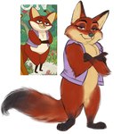 anthro bottomless brown_eyes claws clothed clothing fangs female half-closed_eyes looking_at_viewer narrowed_eyes simple_background solo teeth topwear topwear_only vest vest_only white_background tylban big_mouth_(series) mating_season_(series) netflix canid canine fox mammal 2025 hi_res reference_image