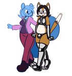 alternate_costume anthro anthro_on_anthro big_breasts black_clothing black_footwear black_nose black_shoes blue_body blue_eyes blue_fur blue_hair blue_nose blush bodily_fluids bottomwear breasts brown_body brown_fur bulge clothed clothing clothing_swap countershading crop_top dipstick_tail duo eye_contact eyewear facial_hair female fist fluffy fluffy_tail footwear front_view fur glasses goatee hair hand_on_back hoodie interspecies jogging_pants latex latex_clothing latex_footwear latex_legwear latex_panties latex_topwear latex_underwear legwear looking_at_another male male/female markings multicolored_tail one_eye_closed open_mouth panties pants pink_clothing pink_hoodie pink_topwear purple_bottomwear purple_clothing purple_pants purple_shirt purple_topwear raised_tail romantic romantic_couple shirt simple_background skimpy slightly_chubby slightly_chubby_anthro slightly_chubby_male smile sweat sweatdrop tail tail_markings tan_body tan_fur tan_inner_ear tank_top thick_thighs topwear underwear white_background wink felino lettuce_(latexia) peter_(felino) domestic_cat felid feline felis mammal rodent sciurid tree_squirrel 2021 colored_sketch hi_res sketch