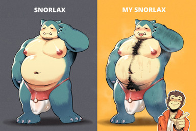 anthro arm_hair armpit_hair barazoku barefoot belly big_belly big_bulge big_moobs blush bodily_fluids body_hair bulge chest_hair claws clothed clothing comparing detailed_bulge duo eyes_closed facial_hair feet genitals grey_background hairy happy_trail huge_bulge jacket leg_hair male moobs musk navel nipples open_clothing open_jacket open_topwear overweight overweight_anthro overweight_male penis penis_base pokeball pokeball_bulge pokeball_clothing pokeball_underwear pubes shadow shirt simple_background smile solo_focus standing stubble sweat teeth text thong tongue tongue_out topless topless_anthro topless_male topwear underwear yellow_background desfrog nintendo pokemon monkin_(desfrog) generation_1_pokemon haplorhine mammal monkey pokemon_(species) primate snorlax 2023 3:2 english_text hi_res meme