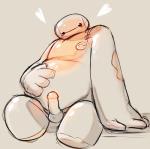 blush erection genitals heart_symbol humanoid_genitalia humanoid_penis machine male not_furry penis simple_background sitting slightly_chubby solo ijdraws big_hero_6 disney baymax robot hi_res