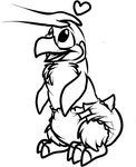 chest_tuft clean_diaper clothed clothing diaper diaper_only disembodied_hand duo feathers feral happy headpat heart_symbol male petting smile solo_focus tail tail_feathers toony topless tuft wearing_diaper pidgopidgey_(artist) avian bird penguin black_and_white line_art monochrome