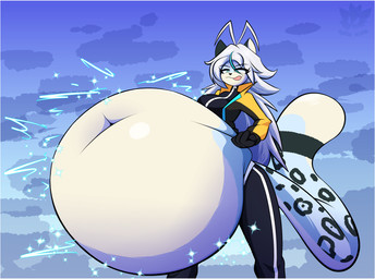 abdominal_bulge ambiguous_gender ambiguous_prey antenna_hair anthro anthro_pred belly big_belly black_body black_fur blue_body border breasts clothing countershade_belly countershading digestion_implied electricity eyelashes female female_pred fist fur hair huge_belly hyper hyper_belly jacket markings medium_breasts multicolored_body multicolored_fur navel smile sparks spots spotted_body spotted_fur spotted_markings tail teeth tongue tongue_out topwear vore white_body white_border white_fur els3d vivian_(monarchyart) felid mammal pantherine snow_leopard 2026 absurd_res digital_drawing_(artwork) digital_media_(artwork) hi_res