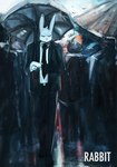 ambiguous_gender anthro clock clothing detailed_background formal_wear fur necktie outside red_eyes suit umbrella watch white_body white_fur tomtc dr_rabbit_(tomtc) lagomorph leporid mammal rabbit hi_res painting_(artwork) traditional_media_(artwork)