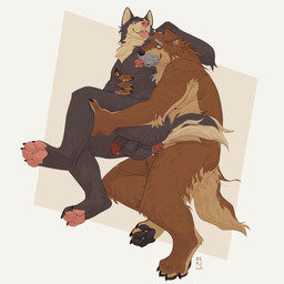 age_difference anal anal_penetration anthro anthro_on_anthro anthro_penetrated anthro_penetrating anthro_penetrating_anthro balls black_body black_fur black_penis blue_eyes bodily_fluids brown_body brown_fur butt countershade_arms countershade_butt countershade_face countershade_feet countershade_hands countershade_legs countershade_neck countershade_tail countershade_torso countershading cum cum_from_ass cum_in_ass cum_inside cum_on_balls cum_on_self duo erection facial_hair feet from_behind_position fur genital_fluids genitals grey_body grey_fur humanoid_genitalia humanoid_penis leaking_cum licking male male/male male_anthro male_penetrated male_penetrating male_penetrating_male mature_anthro mature_male mustache nipple_fetish nipple_lick nipple_play nipples nude nude_anthro nude_male older_anthro older_male pawpads penetration penile penile_penetration penis penis_in_ass precum precum_string red_penis sex simple_background slightly_chubby slightly_chubby_anthro slightly_chubby_male spoon_position tail tan_body tan_fur tongue tongue_out whiskers yellow_eyes younger_anthro younger_male remulle_(artist) luke_(kaltag1925) travis_(kaltag1925) canid canine canis coyote domestic_dog german_shepherd herding_dog mammal pastoral_dog 1:1 hi_res