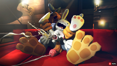 anal_orgasm anthro anus clothed clothed_sex clothing duo ejaculation feet foot_focus gaping gaping_anus hands-free large_male larger_on_top male male/male on_model on_top orgasm sex yelling gninrom sam_and_max max_(sam_and_max) samuel_dog canid canine canis domestic_dog lagomorph leporid mammal rabbit 16:9 hi_res widescreen