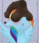 absurd_res animal_genitalia animal_penis balls blue_body blush bodily_fluids candel disembodied_penis drooling duo equid equine equine_genitalia equine_penis female feral friendship_is_magic genitals hair hasbro hi_res horse male mammal medial_ring meme multicolored_hair my_little_pony mythological_creature mythological_equine mythology pegasus penis penis_on_face pony rainbow_dash_(mlp) rainbow_hair saliva these_aren't_my_glasses wings