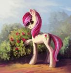 cutie_mark female feral flower green_eyes hair hooves multicolored_hair multicolored_tail plant smile solo tail deardrear friendship_is_magic hasbro my_little_pony rose_(mlp) earth_pony equid equine horse mammal pony