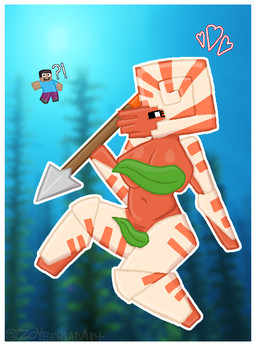 anthro border breasts cephalopod_shell covering covering_breasts covering_crotch duo female heart_symbol kelp looking_away male male/female markings melee_weapon mollusk_shell obscured_nipples obscured_vaginal oral oral_penetration penetration polearm shell spear striped_body striped_markings stripes surprised tentacle_in_mouth tentacle_penetration tentacles underwater water weapon white_border zoyeensadart microsoft minecraft mojang xbox_game_studios steve_(minecraft) aquatic cephalopod mollusk nautilus nautilus_(minecraft)