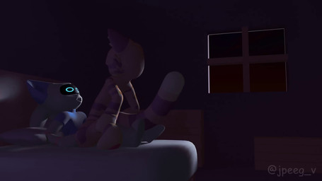 anthro bed bedroom bedroom_sex blue_clothing blue_shirt blue_topwear breath close-up clothing cowgirl_position digitigrade duo female first_person_view from_front_position furniture genitals half-closed_eyes hug inside lying machine male male/female narrowed_eyes on_bed on_bottom on_top orange_body orange_stripes orange_tail orgasm penetration penis pillow pinned sex shelf shirt sitting_on_another stripes tail topwear vaginal vaginal_penetration visor wet wet_penis white_body window jpeeg_v xia_(jpeeg_v) domestic_cat felid feline felis mammal robot robot_anthro 16:9 3d_(artwork) 3d_animation animated digital_media_(artwork) hi_res long_playtime no_sound watermark webm widescreen