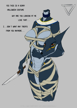 angry anthro areola areola_slip augmented big_breasts breasts clothed clothing costume cybernetics female halloween_costume head_in_hands headless holidays knife looking_at_viewer machine mostly_nude nude sketchy solo synthetic text wrapped_arms wrapped_legs wraps the_dark_skull halloween android canid canine canis cyborg jackal mammal robot absurd_res colored colored_sketch digital_media_(artwork) english_text flat_colors guide_lines hi_res sketch