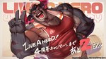 anthro biceps bovid bovine brown_body brown_fur cattle clothing eyebrows fur gesture hair hand_gesture horn japanese_text lifewonders live_a_hero male mammal muscular muscular_anthro muscular_male obsidius pecs red_hair shirt smile solo tank_top text thick_eyebrows topwear v_sign vorusuarts