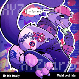 anal anthro bedroom_eyes butt clothed clothing condom e621_logo hat headgear headwear holding_condom holding_object logo male multicolored_body narrowed_eyes paws presenting presenting_hindquarters seductive sexual_barrier_device solo speech_bubble tail text xyz_wired e621 marvel ravepop_(russelbuck) spider-man_(series) furgot spider-man_(character) domestic_ferret mammal mustelid musteline true_musteline weasel 1:1 english_text hi_res