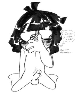 blush blushing_profusely bodily_fluids covering covering_mouth embarrassed erection female genital_fluids genitals kneeling leaking_precum lidded_eyes penis precum requesting sex_request small_penis solo sweat talking_to_viewer throbbing throbbing_penis chimeracocks glitch_productions the_amazing_digital_circus pomni_(tadc) humanoid hi_res monochrome trans_(lore) trans_woman_(lore)