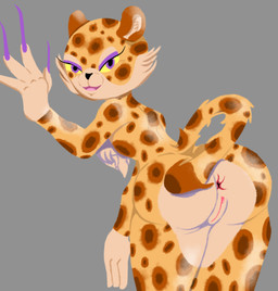 anthro anus butt claws countershading female genitals long_claws nude presenting solo vulva dogylogi kirby_(series) kirby_and_the_forgotten_land nintendo clawroline felid leopard mammal pantherine absurd_res hi_res