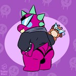 anthro butt clothing eyewear glasses jacket jockstrap male plushie slightly_chubby smile smiling_at_viewer smirk smirking_at_viewer solo tail topwear underwear yukkibutlewd brawl_stars supercell_(company) buzz_(brawl_stars) canid canine canis dinosaur domestic_dog mammal prehistoric_species reptile scalie 1:1 hi_res