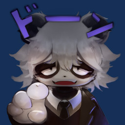 4_fingers anthro black_body black_clothing black_ears black_fur black_nose black_topwear clothing creepy cute_fangs fangs female fingers fur gesture hair hand_gesture kemono multicolored_body multicolored_fur necktie open_mouth pointing pointing_at_viewer pupils red_tongue shirt short_hair small_pupils smile solo standing suit teeth text tired tired_eyes tongue topwear two_tone_body two_tone_fur white_body white_clothing white_eyes white_fur white_hair white_shirt white_topwear hasukii love_exalt_8372 the_laughing_salesman analyst_(love_exalt8372) bear giant_panda mammal 1:1 alpha_channel japanese_text low_res