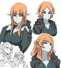 alternate_hairstyle big_breasts black_body black_skin blush blush_lines breasts cloak clothed clothing cutaway dress expression_cutaway eyelashes eyeshadow featureless_breasts female female_focus flustered grey_body grey_skin group hair hime_cut hood humanoid_pointy_ears lips looking_at_another looking_at_viewer makeup male multicolored_body multicolored_skin not_furry orange_hair pigtails pointy_ears purple_eyeshadow purple_lips red_eyes short_hair simple_background smile smiling_at_viewer solo_focus trio two_tone_body two_tone_skin white_background wide_eyed yellow_sclera ilo_a5 nintendo the_legend_of_zelda twilight_princess agitha_(tloz) link midna_(true_form) humanoid hylian twili 2024 bust_portrait digital_drawing_(artwork) digital_media_(artwork) hi_res multiple_images portrait