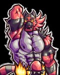 andromorph anthro intersex interspecies male male/male muscular muscular_anthro muscular_male pokephilia solo josephcuerv0 nintendo pokemon generation_7_pokemon incineroar pokemon_(species) 4:5 hi_res