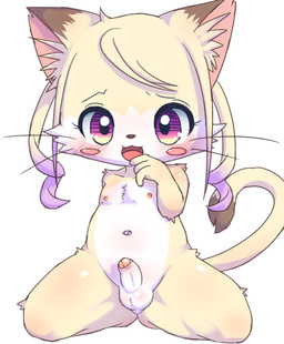 anthro balls blush drill_curls erection fangs femboy foreskin genitals hair humanoid_genitalia humanoid_penis kemono kneeling looking_at_viewer male navel nipples nude open_mouth partially_retracted_foreskin penis shota simple_background solo spread_legs spreading teeth whiskers white_background young young_anthro bunnag cat_busters chrona_(cat_busters) domestic_cat felid feline felis mammal digital_media_(artwork) hi_res shaded