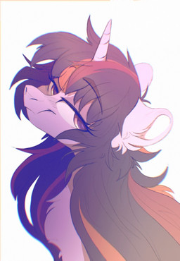 chest_tuft female feral hair horn inner_ear_fluff long_hair looking_at_viewer simple_background smug_face solo tuft wacky-skiff friendship_is_magic hasbro my_little_pony mythology twilight_sparkle_(mlp) equid equine mammal mythological_creature mythological_equine unicorn headshot_portrait hi_res portrait