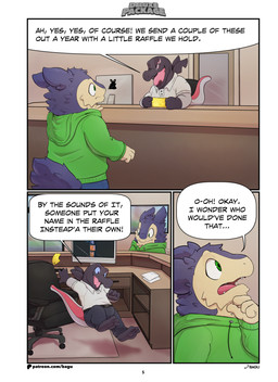 barefoot clothed clothing computer desk dialogue electronics feet furniture hoodie inside male sitting smile standing table tail text topwear bagu conditional_dnp nintendo pokemon charlie_(bagu) ven_(bagu) badger generation_2_pokemon generation_7_pokemon lizard mammal mustelid musteline pokemon_(species) reptile salandit scalie typhlosion absurd_res comic english_text hi_res translated url