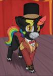 circus clothing feral hat headgear headwear horn male ringmaster smile solo teeth top_hat marsminer hasbro my_little_pony mythology rainbow_heart_(character) equid equine mammal mythological_creature mythological_equine unicorn 2018 hi_res