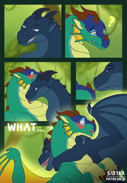 comic_panel dialogue duo female feral green_body green_scales hug male male/female scales text slo1ka mythology wings_of_fire deathbringer_(wof) glory_(wof) dragon mythological_creature mythological_scalie nightwing_(wof) rainwing_(wof) scalie absurd_res comic english_text hi_res