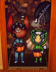 anthro candy clothing costume dessert food frog_costume group holidays male trick-or-treating james_howard halloween squid_game bride_of_frankenstein hubert_(james_howard) leonardo_(james_howard) smol_aamon_(james_howard) vlad_(james_howard) dwarf_demon_bat