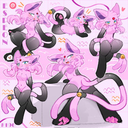 anthro bent_over blush breasts clothing featureless_breasts featureless_crotch feet female fur gloves hair handwear legwear long_hair looking_at_viewer pantyhose pawpads paws pink_body pink_fur pose presenting simple_background soles solo stockings teasing teasing_look teasing_viewer toes kireymin nintendo pokemon eirishia_(kireymin) nyx_gao_(kireymin) eeveelution espeon generation_2_pokemon pokemon_(species) 1:1 hi_res
