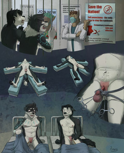 anthro areola balls bed bed_sheet bedding castration catheter catheter_in_urethra clenched_teeth clothed clothing coat cock_and_ball_torture doctor eugenics eunuch eyes_closed flaccid forced foreskin fur furniture genital_mutilation genital_torture genitals hair homophobia humanoid_genitalia humanoid_penis lab_coat lying male mask medical_instrument mutilation nipples nude nullification nullo on_back open_mouth pecs penectomy penetration penile_root penis prison prison_cell prisoner scientific_instrument scissors sedated severed_body_part severed_genitals severed_penis sitting spread_legs spreading standing surgical_instrument surgical_mask surgical_operation surgical_suture tail teeth text tight_foreskin topwear urethral urethral_penetration rozgi canid canine canis domestic_dog mammal digital_media_(artwork) english_text hi_res