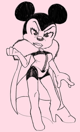 anthro armwear black_and_pink boots breasts cape cleavage clothed clothing corset cosplay crossover_cosplay elbow_gloves female footwear gloves handwear high_heeled_boots high_heels legwear lingerie lipstick looking_at_viewer makeup shoes solo thigh_boots thigh_highs topwear mbwillie disney marvel x-men emma_frost minnie_mouse mammal mouse murid murine rodent crossover hi_res
