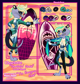 anthro beach_towel blue_eyes clothing color_swatch devil_horns_(gesture) eyebrow_piercing facial_piercing feet female fishnet_clothing fishnet_legwear fishnet_topwear gesture hair hand_gesture highlights_(coloring) hindpaw jacket leather leather_clothing leather_jacket leather_topwear legwear markings mole_(marking) multicolored_hair pawpads paws piercing shark_teeth simple_background solo studs surfboard synthwave text text_box tidal_wave topwear towel wetsuit mt_fujimori wastedtimeee the_great_wave_off_kanagawa aquatic fish mammal mustelid otter sea_otter shark absurd_res hi_res model_sheet