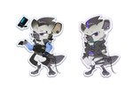 anthro clothed clothing collar ear_piercing eyebrow_piercing facial_piercing fur grey_body grey_fur hair looking_at_object looking_at_viewer male multiple_poses piercing pose solo sticker tail 09lingjiu arknights hypergryph studio_montagne spot_(arknights) hyena mammal spotted_hyena 2024 hi_res