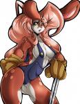 anthro big_breasts breasts brown_body brown_fur cleavage clothed clothing female fur gloves hair handwear long_hair looking_at_viewer open_mouth overalls pink_hair pose red_nose simple_background solo teeth tongue white_background white_body white_fur wide_hips yellow_eyes suddenhack dust:_an_elysian_tail haley_(elysian_tail) lagomorph leporid mammal rabbit 2016