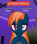 clothing female hair hands_together hooves lidded_eyes looking_at_viewer necktie orange_hair pupils purple_eyes slit_pupils smile solo suit badumsquish hasbro my_little_pony tiktok trade_offer fan_character kalianne equid equine horse mammal pony absurd_res hi_res meme