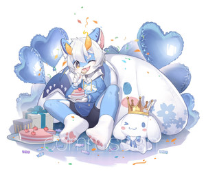 5_fingers ambiguous_gender anthro balloon birthday_cake birthday_gift blue_body blue_clothing blue_fur blue_hoodie blue_topwear box cake clothing container countershading crown dessert eating fingers food fur gift_box hair hand_pawpads headgear heart_balloon heart_symbol holding_cake holding_food holding_object hoodie horn inflatable kemono looking_at_viewer multicolored_body multicolored_fur one_eye_closed open_mouth open_smile pawpad_socks plushie print_clothing print_hoodie print_topwear simple_background sitting sitting_on_ground smile smiling_at_viewer solo topwear white_background white_body white_fur white_hair wink winking_at_viewer yellow_eyes young young_anthro emolga_1 cinnamoroll sanrio cinnamon_(cinnamoroll) mammal 2023 cel_shading chinese_description digital_drawing_(artwork) digital_media_(artwork) hi_res shaded watermark