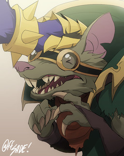 anthro armor bracelet buckteeth claws clothing duo eyes_closed eyewear faceless_anthro faceless_character fangs fingerless_gloves fur gauntlets gloves goggles gold_(metal) gold_armor green_body green_fur handwear headpat jewelry kerchief male male/male notched_ear offscreen_character offscreen_male open_mouth open_smile sharp_teeth smile spiked_bracelet spikes teeth tongue ffsade league_of_legends mythology riot_games tencent twitch_(lol) warwick_(lol) canid canine canis mammal murid murine mythological_canine mythological_creature rat rodent werecanid werecanine werecreature werewolf wolf 2015