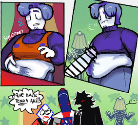 asking belly big_penis blush body_hair genitals holding_photo ineffective_censorship lamp_shade male male/male onomatopoeia overweight overweight_humanoid overweight_male penis penis_on_belly photo slightly_chubby sound_effects text capitanazo576 deltarune undertale_(series) cat_mike_(deltarune) cowboy_hat_mike_(deltarune) ramb_(deltarune) rouxls_kaard small_mike_(deltarune) tenna_(deltarune) animate_inanimate darkner humanoid pippins_(deltarune) plugboy shadowguy_(deltarune) zapper_(deltarune) better_version_at_source censored english_text spanish_description spanish_text