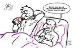 after_sex age_difference anthro anthro_on_anthro armpit_hair beak beak_scar bed bed_sheet bedding bedroom bedroom_sex blush blush_lines bodily_fluids body_hair bulge cum cum_on_belly cum_on_body cum_on_chest cum_on_face dialogue dot_eyes drinking_soda duo feather_beard feather_hair feathers furniture genital_fluids hands_crossed male male/male nervous nipples nude older_male pillow pseudo_hair smile smiling_at_viewer speech_bubble text younger_male cerdeorhys gonzalo_(cerdeorhys) hernan_(cerdeorhys) avian bird corvid corvus_(genus) oscine passerine raven spanish_text translated father_(lore) father_and_child_(lore) father_and_son_(lore) incest_(lore) parent_(lore) parent_and_child_(lore) parent_and_son_(lore) son_(lore)