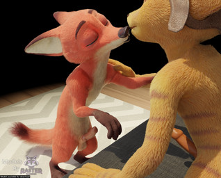 animal_genitalia animal_penis anthro balls bed bedroom black_nose canine_genitalia canine_penis clothing duo erection eyes_closed feet front_view fur furniture genitals imminent_kiss knot male male/male markings nude on_model orange_body orange_fur penis pink_penis rear_view tail text yellow_body yellow_fur rasterraccoon disney insomniac_games ratchet_and_clank sony_corporation sony_interactive_entertainment zootopia nick_wilde alien canid canine fox lombax mammal red_fox true_fox 3d_(artwork) blender_(artwork) crossover digital_media_(artwork) english_text hi_res