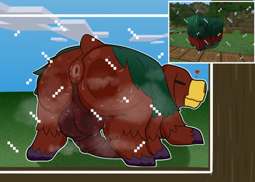 6_legs against_surface animal_genitalia animal_penis anus ass_on_glass ass_up balls balls_on_glass big_balls big_butt big_penis bodily_fluids butt equine_genitalia equine_penis eyes_closed feral genitals glass green_body heart_symbol male multi_leg multi_limb musk musky_balls musky_butt musky_penis nude on_glass penis puffy_anus red_body simple_background slightly_chubby smile solo sweat sweaty_balls sweaty_butt sweaty_genitalia tail thick_thighs wide_hips woofington_gator microsoft minecraft mojang xbox_game_studios sniffer_(minecraft) absurd_res digital_media_(artwork) hi_res