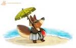 ambiguous_gender anthro ball beach brown_body brown_fur clothed clothing eyes_closed fur open_mouth sand seaside solo summer_pelt tan_body tan_fur text topless umbrella water piper_thibodeau arctic_fox canid canine fox mammal true_fox digital_media_(artwork) digital_painting_(artwork) url